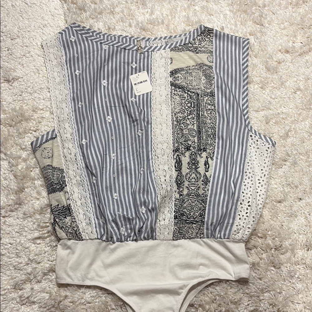 Free People. Striped and Patterned Sleeveless Bodysuit